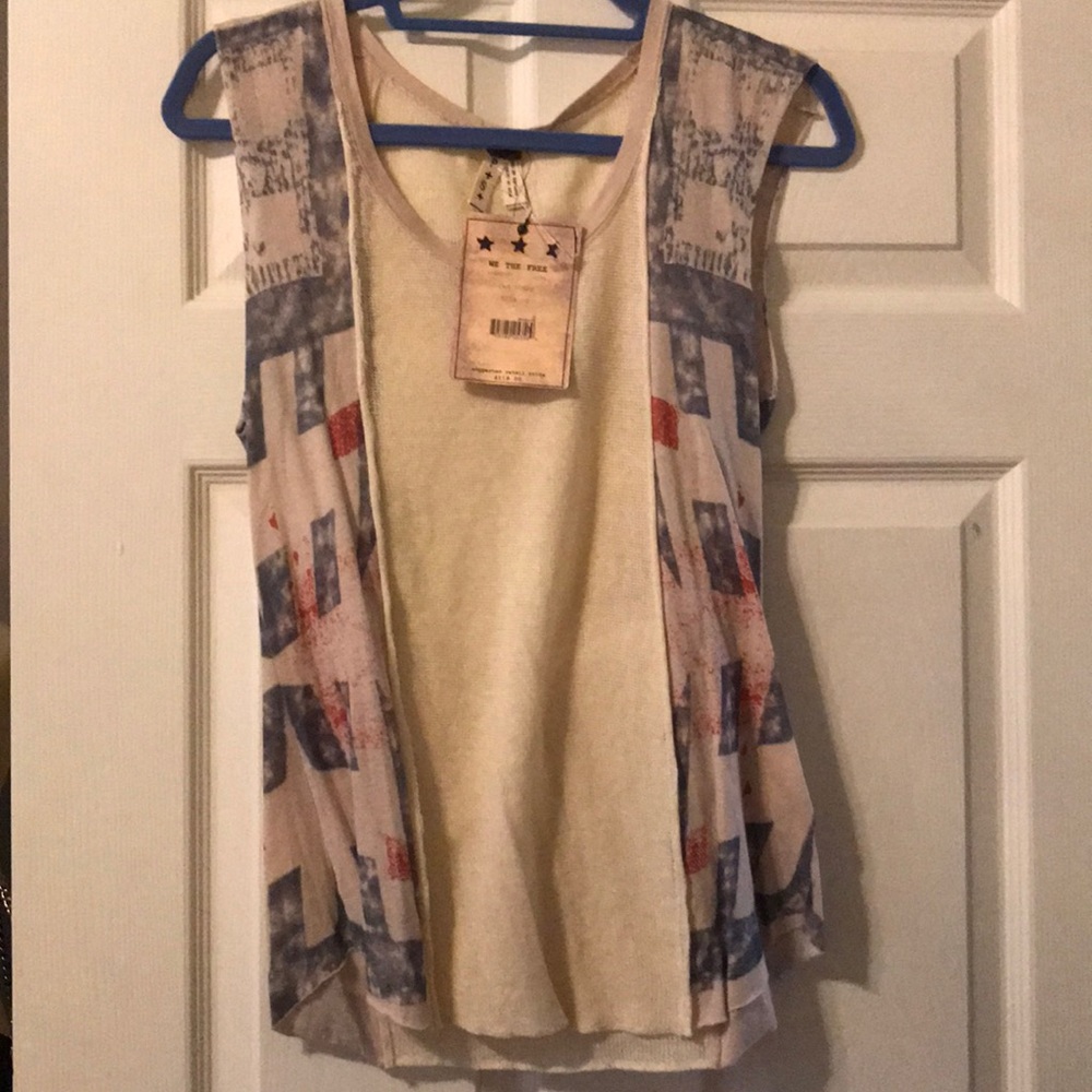 We The Free red blue cream tank Flag 4th July